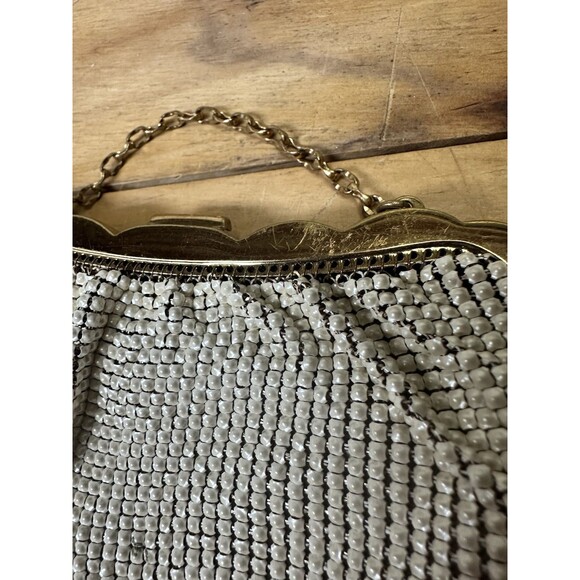 Antique / Vintage  Whiting & Davis White Mesh Bag Rhinestone Clasp
